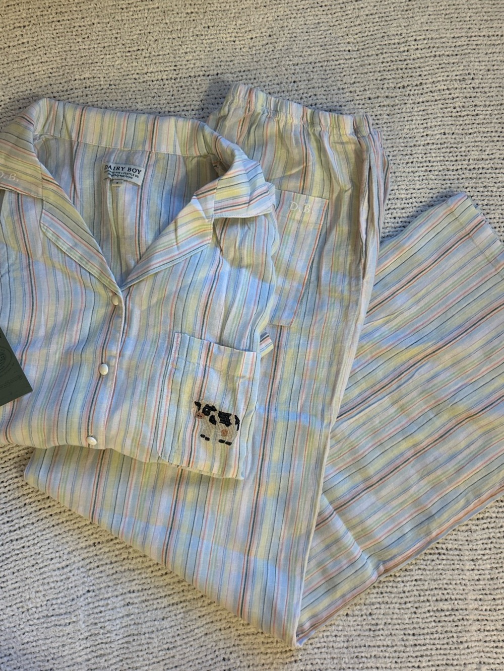 Dairy Boy Farm Friends Sleep Set - ‘Cow in Ribbon Stripe’ Pajamas 🐮